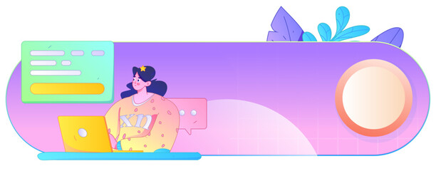 Flat vector illustration of business people operating work scene
