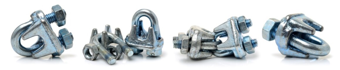 Wire grip macro on white background