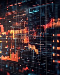 Obraz premium Abstract Data Visualization With Graphs and Digital Elements