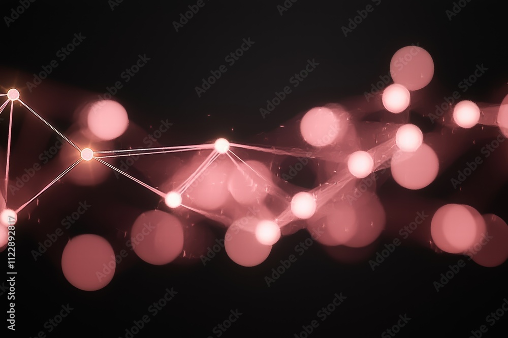 Aufkleber abstract digital wave with glowing nodes and light particles