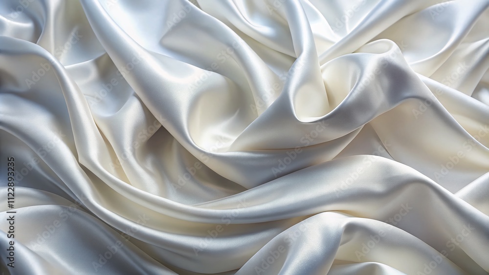 Poster elegant abstract composition of smooth white fabric texture with flowing satin waves captured in a t