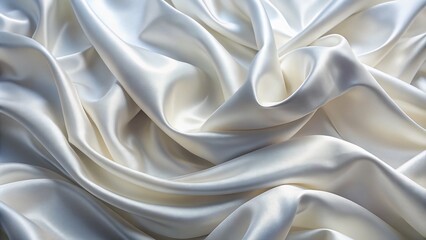 Obraz premium Elegant Abstract Composition of Smooth White Fabric Texture with Flowing Satin Waves Captured in a Tilt-Shift Photography Style for a Luxurious Feel