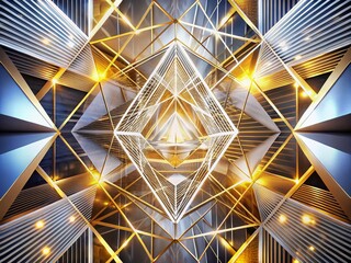 Fototapeta premium Elegant Abstract Geometric Line Background with White and Gold Elements for Modern and Futuristic Design Aesthetic