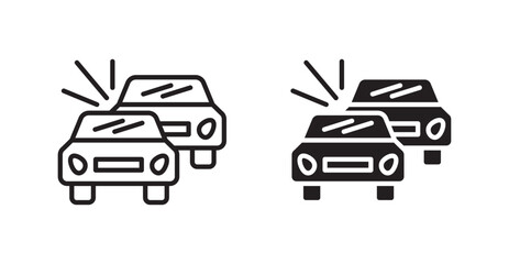 Fototapeta premium Accident outlined and solid icon vector collection.