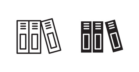 Fototapeta premium Binder outlined and solid icon vector collection.