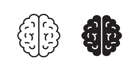 Brain outlined and solid icon vector collection.