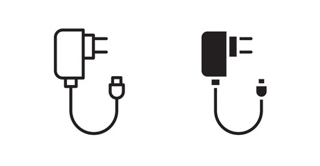 Charger outlined and solid icon vector collection.