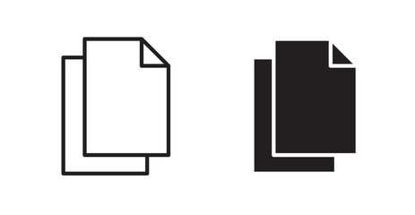 Copy outlined and solid icon vector collection.