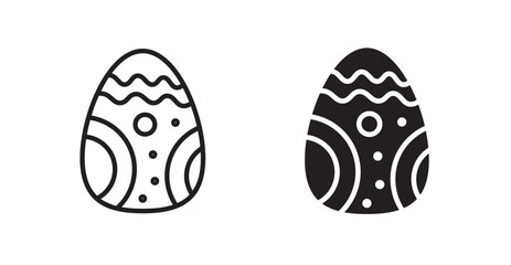 Easter egg outlined and solid icon vector collection.
