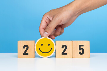 Happy new year 2025. Optimistic, positive, goal planning, competition, sustainable and start up....