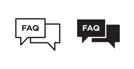FAQ outlined and solid icon vector collection.