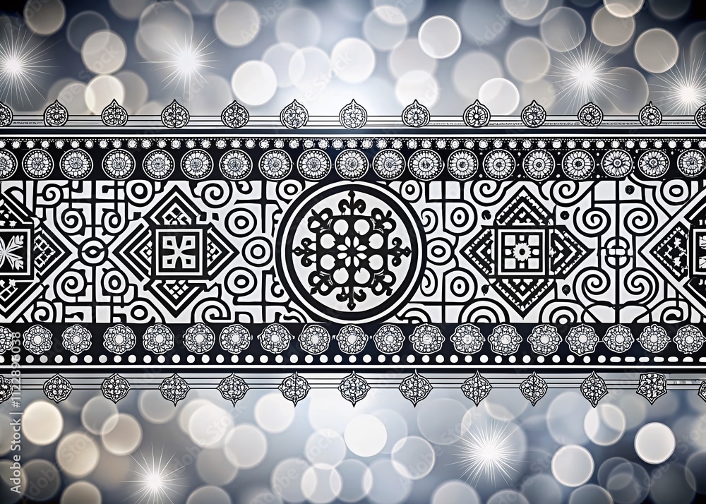 Poster elegant black and white border featuring intricate asian design elements in high depth of field for 