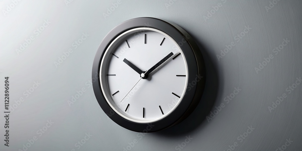 Poster elegant black and white clock symbol in circular design for timely concepts and modern minimalism