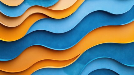 Obraz premium Layered design with blue and orange waves creating visual depth