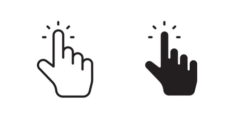 Fototapeta premium Hand click outlined and solid icon vector collection.