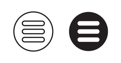 Hamburger menu outlined and solid icon vector collection.