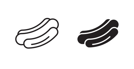 Obraz premium Hot dog outlined and solid icon vector collection.