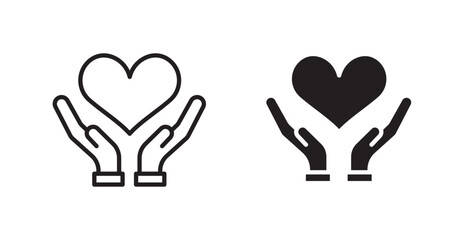 Obraz premium Life insurance outlined and solid icon vector collection.