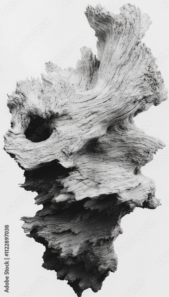 Aufkleber a textured, abstract representation of driftwood with intricate patterns and contours.