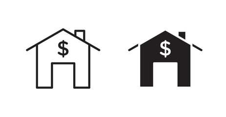 Mortgage outlined and solid icon vector collection.