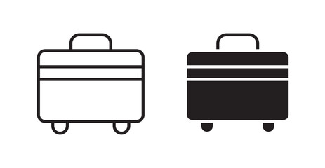 Suitcase outlined and solid icon vector collection.