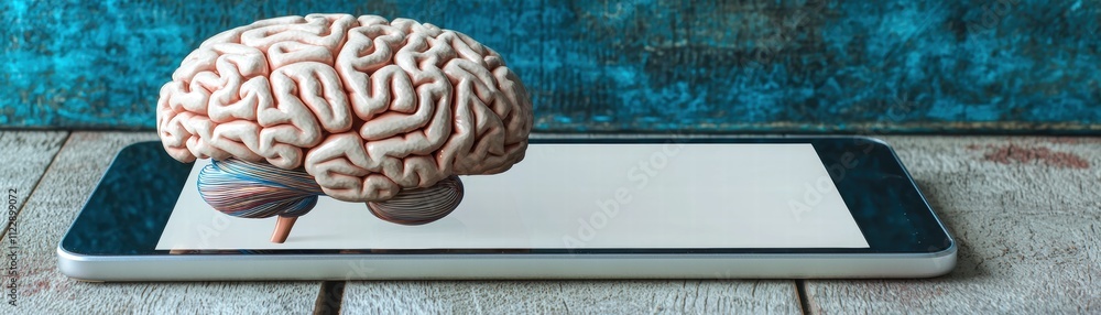 Poster ai mobile analyzing brain, enhancing healthcare efficiency ai-powered mobile apps for interactive cl