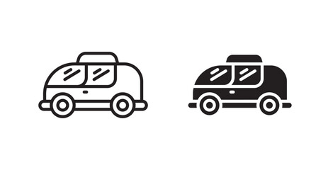 Obraz premium Taxi outlined and solid icon vector collection.