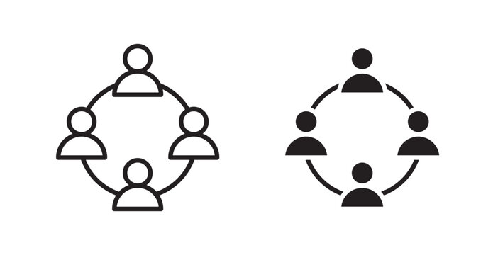 Teamwork outlined and solid icon vector collection.
