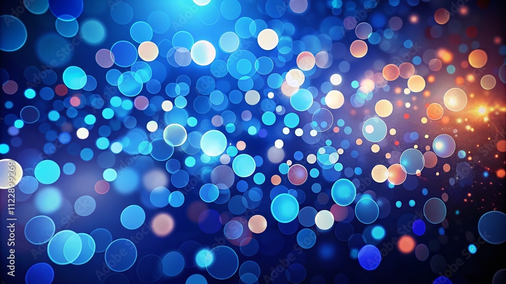 Poster elegant circle points on a vibrant blue background with bokeh effect for modern design projects, per