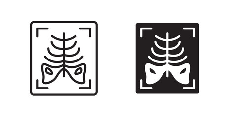 X ray outlined and solid icon vector collection.