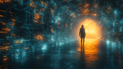 mesmerizing futuristic looping background featuring a chaotic blend of neon lights grids and abstract geometric patterns symbolizing technology innovation and the limitless possibilities of digital vo