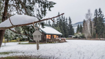 Fototapeta premium Bird feeder in the winter park. Taking care of animals in the cold season 