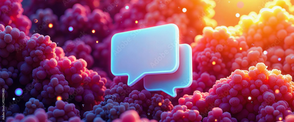 Poster a colorful background with two speech bubbles on it