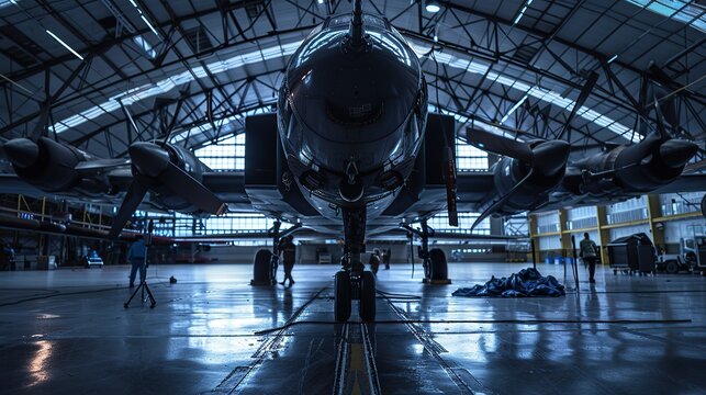 Military Aircraft in Hangar
