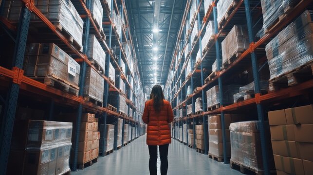 Efficient logistics management with QR code technology, representing digital tracking in a warehouse setting