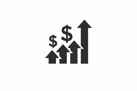 black arrows and dollar signs rising clip art preview