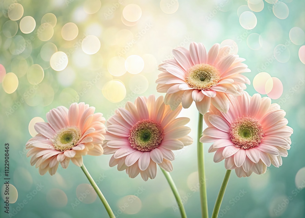 Poster elegant minimalist photography featuring a soft focus gerber daisy background with gentle colors for