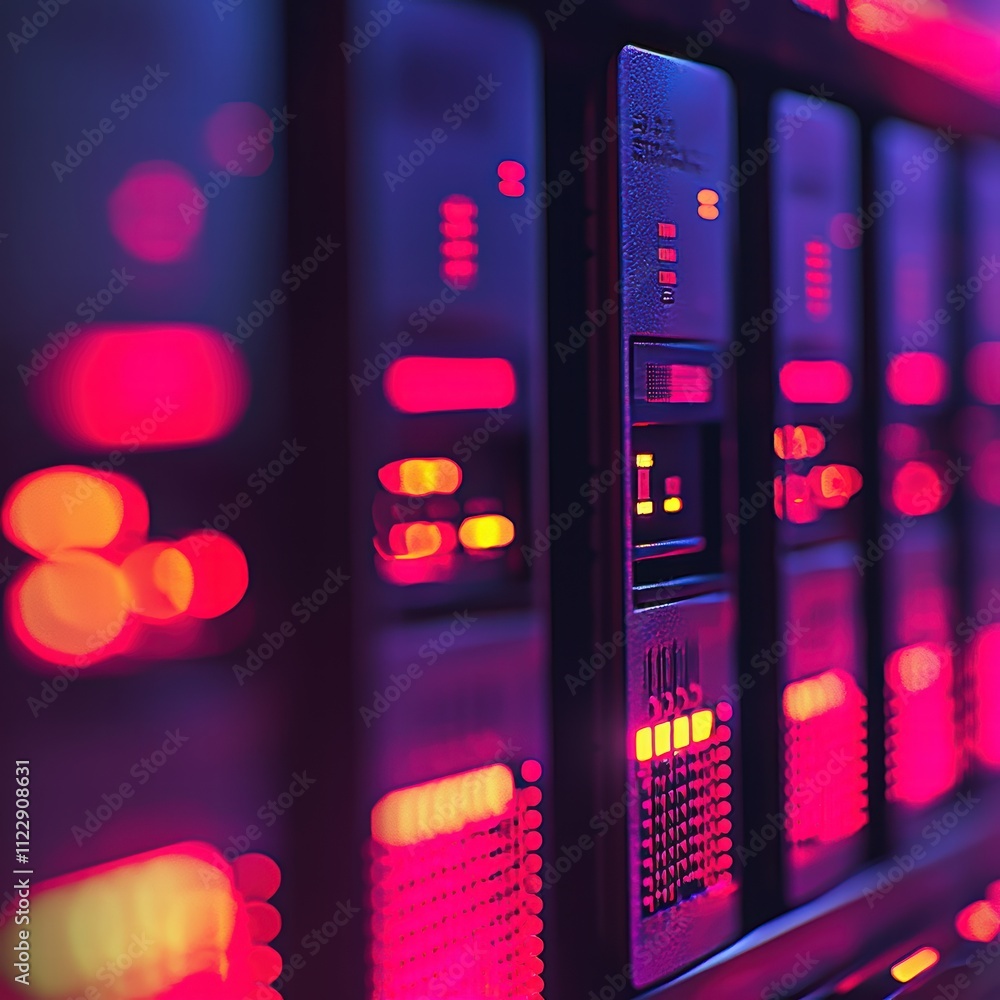 Aufkleber colorful abstract image of computer server lights and digital displays