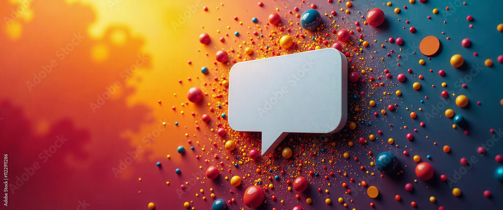 Poster a colorful image of a speech bubble with a black outline