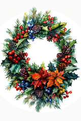 Christmas wreath on a white background.
