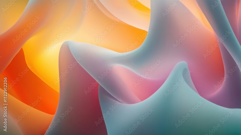 Poster abstract background with vibrant flowing shapes in soft tones