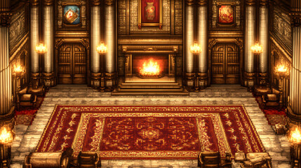 Obraz premium AI Generated Pixel Art Game Environment of a Luxurious Interior