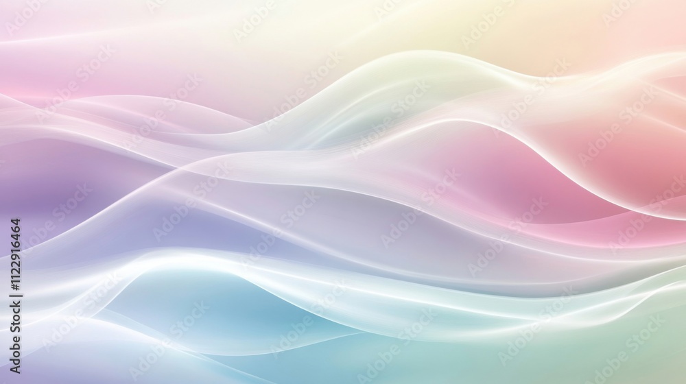 Poster soft waves and pastel tones creating a serene abstract background