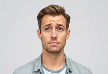 Obraz premium Portrait of a male human with a frustrated expression