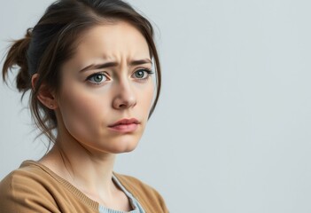 Naklejka premium Sad young woman with frustrated expression