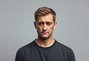 Obraz premium Portrait of a male human with a look of disappointment