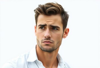 Fototapeta premium Portrait of a young man with a disappointed expression