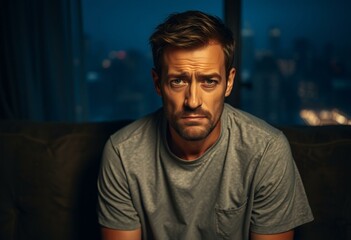 Obraz premium Portrait of a male with a frustrated and disappointed expression