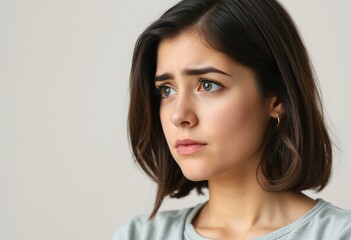 Fototapeta premium Sad young woman with frustrated expression