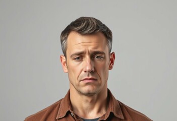 Obraz premium Portrait of a male human with a look of disappointment